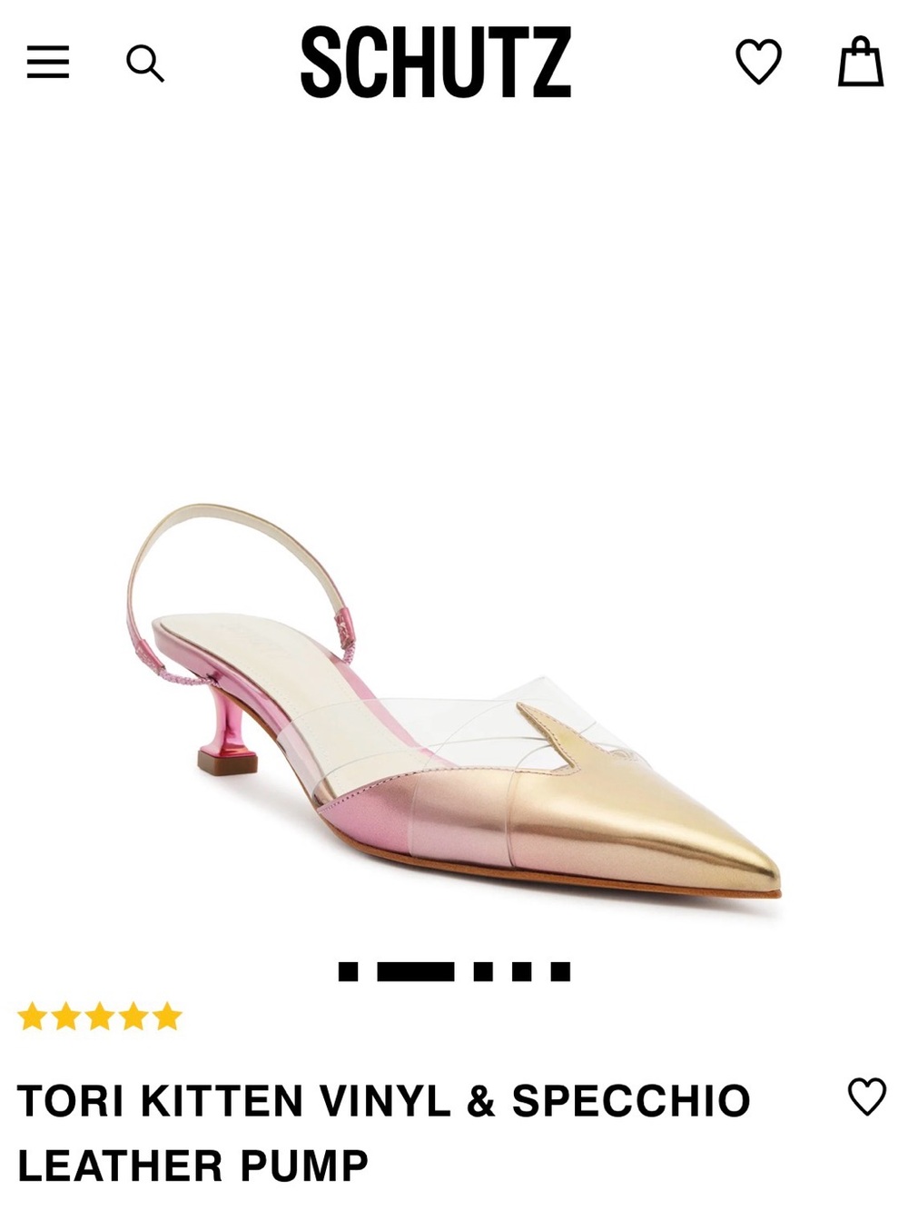 SCHUTZ Metallic Pink and Gold Pointed Kitten Heel Slingback